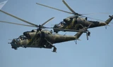Trực thăng Mi-24 tham gia tập trận chung. Ảnh: Sputnik