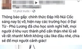 Thông tin được Hòa tung lên mạng xã hội Facebook.