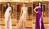 Đồng loạt diện váy xẻ cao, dàn hậu đình đám khoe chân dài tại họp báo Hoa Hậu Việt Nam