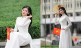 Nữ sinh HUTECH dịu dàng trong tà áo dài trước Dinh Độc Lập 