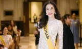 Phương Nga đầm lông vũ lộng lẫy dự phần thi phỏng vấn ở Miss Grand