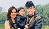 Đan Trường và bà xã Thủy Tiên cùng con trai Thiên Từ. 
