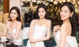 Hoa hậu Đỗ Thị Hà diện váy cúp ngực khoe vai trần nuột nà