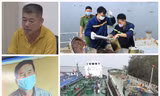 Nguyễn Hữu Tứ (góc trên bên trái) và Phan Thanh Hữu (góc dưới bên trái) cùng tàu chở xăng lậu bị bắt giữ. Ảnh: T.P