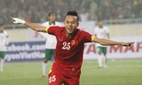 Huy Toàn là tác giả bàn thắng duy nhất ở trận Olympic Việt Nam-Olympic Indonesia. Ảnh: Như Ý