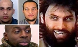 Từ phải sang trái theo chiều kim đồng hồ: Djamel Beghal, Amedy Coulibaly, và anh em Cherif và Said Kouachi.