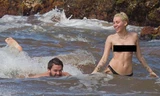 Miley Cyrus bán nude giữa bãi biển mà không hề ngại ngần paparazzi ở khắp nơi. Nữ ca sĩ Mỹ thoải mái vui đùa cùng chàng người tình Patrick Schwarzenegger.