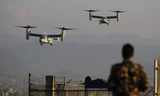 Mỹ cử 2 trực thăng và 4 máy bay Ospreys tới Nepal để hỗ trợ công tác cứu trợ thảm họa. Ảnh: AP.