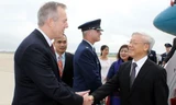 Đại sứ Mỹ tại Việt Nam tiếp đón Tổng Bí thư. Ảnh: VOV.