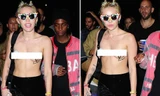 Nữ ca sĩ Miley Cyrus cởi trần xuống phố