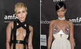 Rihanna và Miley Cyrus 'đua nhau' hở bạo đi dự tiệc