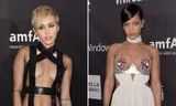 Rihanna và Miley Cyrus 'đua nhau' hở bạo đi dự tiệc