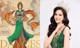Hoa hậu Đỗ Thị Hà mang trang phục nữ tướng tới phần trình diễn múa ở Miss World 2021