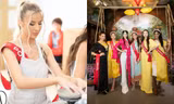 Dàn người đẹp Miss Charm 2023 mặc áo tứ thân, chơi trò chơi dân gian và thưởng thức phở