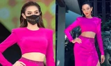 Đeo khẩu trang đính tên mình, Hoa hậu Thùy Tiên nổi bật trên sân khấu Miss Grand Thái
