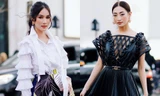 Hoa hậu Lương Thùy Linh, Á hậu Phương Anh khoe dáng trong thiết kế của Elie Saab ở Paris