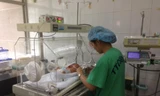 Một trong 7 bé sơ sinh từ Bệnh viện Sản Nhi Bắc Ninh đang được chăm sóc tại BV Phụ sản TƯ