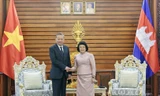 Chủ tịch nước Tô Lâm hội kiến Chủ tịch Quốc hội Campuchia Khuon Sudary. (Ảnh: TTXVN)