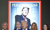 Ông Trump phát biểu tại sự kiện tạp chí TIME vinh danh Nhân vật của năm 2024. (Ảnh: Yonhap)