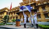 Lễ thượng cờ ASEAN diễn ra ngày 8/8 tại Hà Nội. (Ảnh: Nhật Minh)