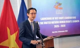 Thứ trưởng Ngoại giao Đỗ Hùng Việt phát biểu tại buổi lễ. (Ảnh: Mofa)