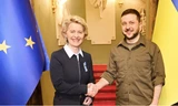 Chủ tịch Uỷ ban Châu Âu Ursula von der Leyen gặp Tổng thống Ukraine Volodymir Zelensky tại Kiev ngày 8/4/2022. (Ảnh: EU Commission)