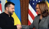Tổng thống Ukraine Volodymir Zelensky gặp Phó Tổng thống Kamala Harris ngày 26/9. (Ảnh: AP)