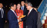 Phó Thủ tướng, Bộ trưởng Ngoại giao Bùi Thanh Sơn đón Thủ tướng Trung Quốc tại sân bay Nội Bài. (Ảnh: TTXVN)
