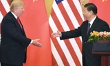 Chủ tịch Trung Quốc Tập Cận Bình đón Tổng thống Mỹ Donald Trump tại Đại lễ đường nhân dân năm 2017. (Ảnh: Getty)