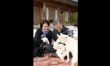 Vợ chồng cựu Tổng thống Hàn Quốc Moon Jae-in chơi với những chú chó con được cặp chó từ Triều Tiên sinh ra