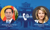Bộ trưởng Ngoại giao Bùi Thanh Sơn và Bộ trưởng Ngoại giao Canada Melanie Joly. (Ảnh: Mofa)