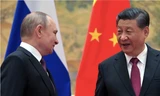 Tổng thống Nga Vladimir Putin và Chủ tịch Trung Quốc Tập Cận Bình trong cuộc gặp trực tiếp tại Bắc Kinh hồi tháng 2. (Ảnh: Xinhua)