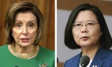 Chủ tịch Hạ viện Mỹ Nancy Pelosi (trái) và nhà lãnh đạo Đài Loan Thái Anh Văn