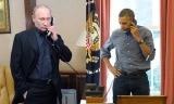 Tổng thống Nga Vladimir Putin và người đồng cấp Mỹ Barack Obama điện đàm. Ảnh minh họa: Moscow Times.