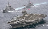 Tàu sân bay Mỹ USS Carl Vinson trong một chuyến đi qua vùng biển Tây Thái Bình Dương. Ảnh: Getty Images