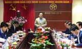 Bí thư Thành ủy Hà Nội Hoàng Trung Hải phát biểu tại buổi làm việc
