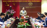 Bí thư Thành ủy Hà Nội Hoàng Trung Hải phát biểu tại buổi làm việc