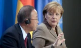 Thủ tướng Đức Angela Merkel và Tổng Thư ký Liên hợp quốc Ban Ki-Moon. (Nguồn: DPA) 