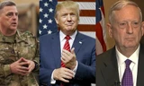 Tướng Mark Milley (trái), Tổng thống Mỹ Donald Trump (giữa) và Tướng James Mattis.