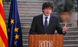 Nhà lãnh đạo vừa bị cách chức của Catalonia Carles Puigdemont. Ảnh: AP