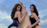 Chi Pu, Ngọc Trinh khoe đường cong bỏng mắt bên tấm ván trượt hàng hiệu 250 triệu đồng