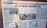 Một trang báo Tiền Phong được Nhà trưng bày sưu tầm và đưa vào tư liệu báo chí về chủ quyền biển đảo. Ảnh: Nguyễn Thành