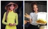 H'Hen Niê nhuộm tóc nâu vàng, diện áo dài duyên dáng; Miu Lê - đại sứ bánh tráng trộn