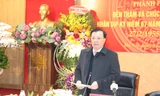Bí thư Thành ủy Hà Nội Đinh Tiến Dũng đến thăm, chúc mừng Sở Y tế Hà Nội