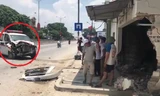 Hiện trường tài xế ngủ gật, xe cấp cứu đâm sập tường nhà dân ở Nghệ An