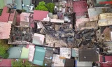 Toàn cảnh hiện trường vụ cháy lớn ở Đê La Thành nhìn từ flycam