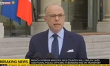 Bộ trưởng Nội vụ Pháp Bernard Cazeneuve vừa đưa ra thông báo mới nhất trên sóng truyền hình. Ảnh chụp màn hình