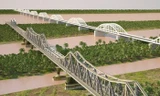 Phối cảnh vị trí cầu đường sắt đô thị tuyến số 1 vượt sông Hồng