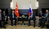 Tổng thống Nga Putin và Tổng thống Thổ Nhĩ Kỳ Erdogan (giữa). Ảnh: Reuters