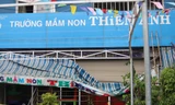 Trường mầm non Thiên Anh đang bị phong tỏa. Ảnh: Mạnh Tùng.